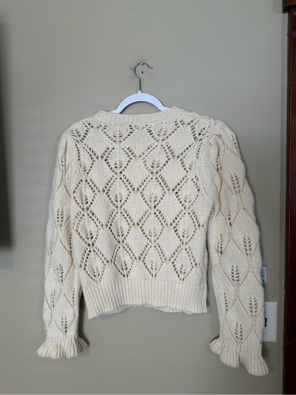 Astr Cream Openwork Knit Button-Front Cardigan - Picture 4 of 7